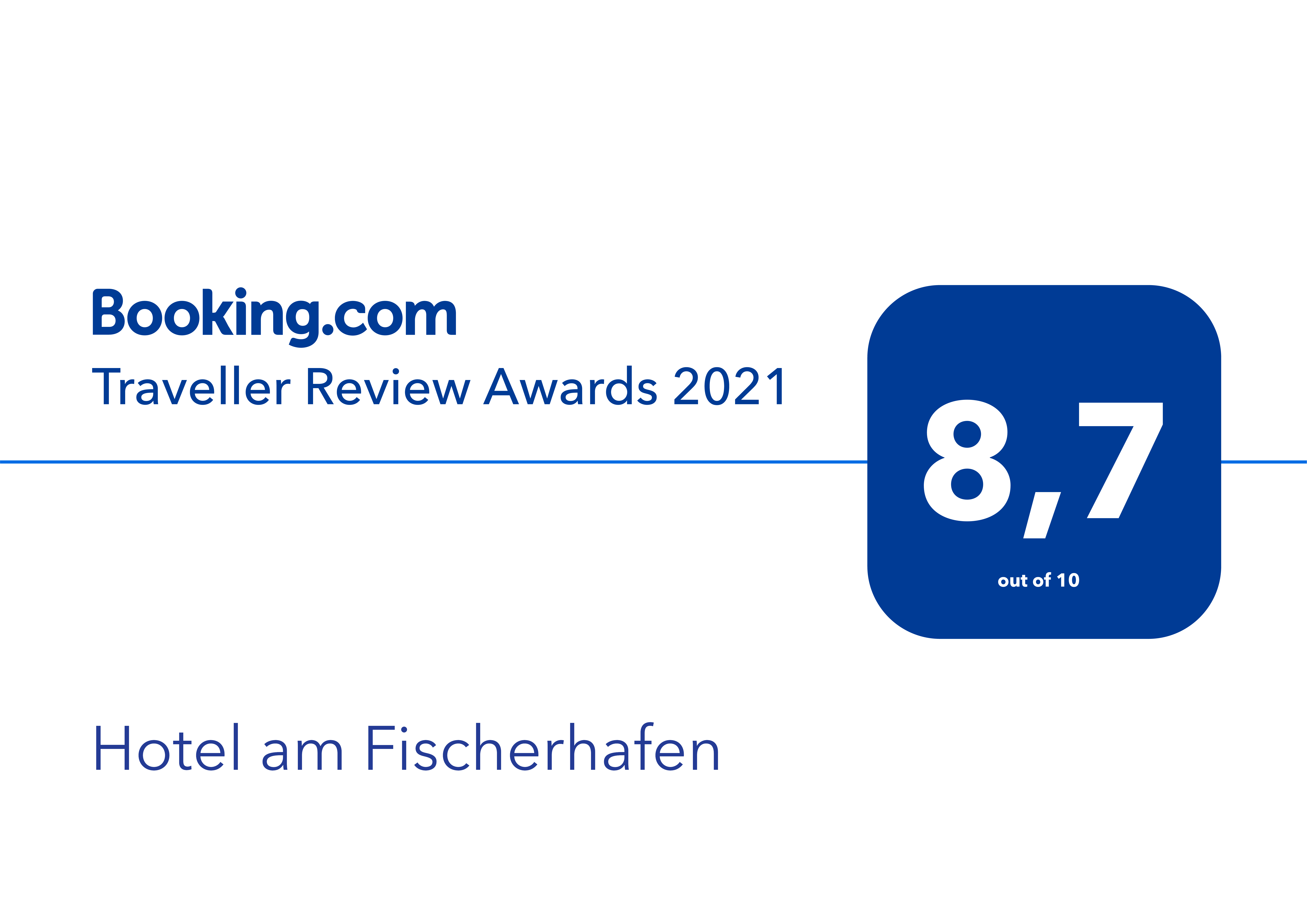 Booking.com Traveller Review Awards 2021 für das Hotel am Fischerhafen Ditzum